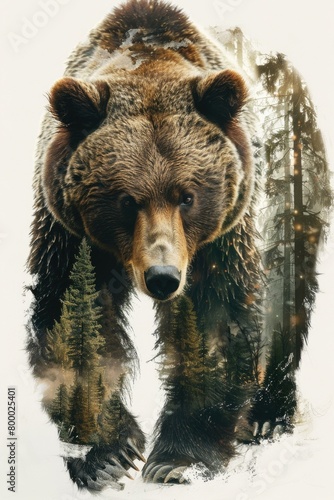 Bear with Trees in Double Exposure