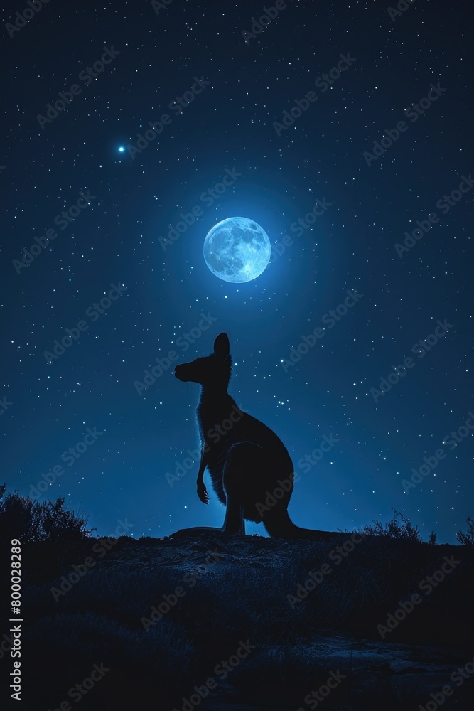 Kangaroo Gazing at the Moonlit Starry Sky Kangaroo Gazing at the Moonlit Starry Sky
