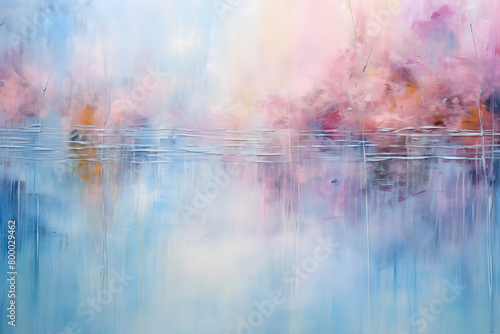 Tranquil Lake Reflections, abstract landscape art, painting background, wallpaper, generative ai
