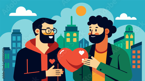 Two artists bond over their love for street art sharing their favorite pieces and discussing the power of public art in the city.. Vector illustration