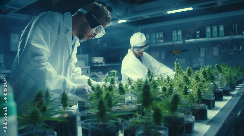Team of scientists Team and laboratory cannabis analysis with study medical research Stimulation makes people laugh. Team of scientists Team and laboratory cannabis analysis with study medical research Stimulation makes people laugh.