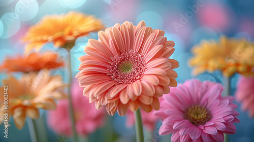 A close-up of delicate gerbera daisies in an array of vibrant colors