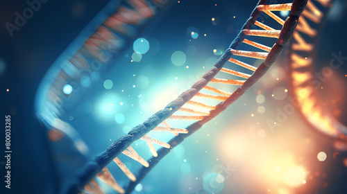 Closeup of a futuristic DNA strand graphic,DNA gene helix spiral molecule structure