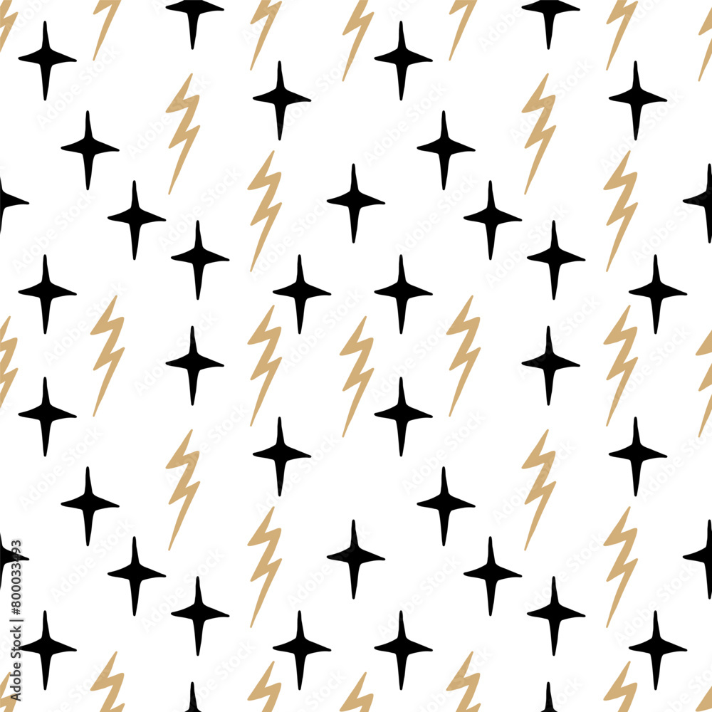 Obraz premium Magic celestial seamless pattern, hand drawn mystical elements.