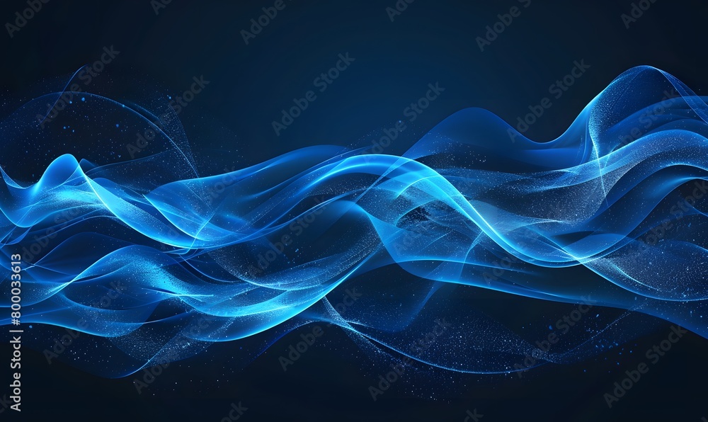 Elegant blue abstract wave on dark background,Generative AI 