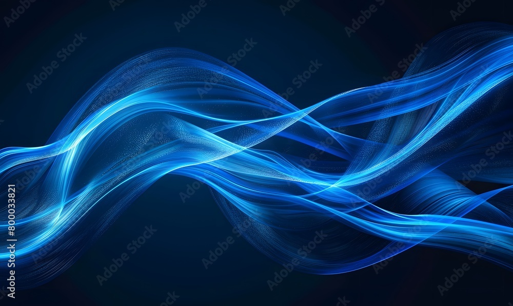Fototapeta premium Elegant blue abstract wave on dark background,Generative AI 