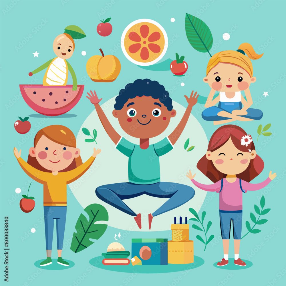 Sport for kids. Gymnastics for children. Flat style. Vector illustration. Sport for kids. Gymnastics for children. Flat style. Vector illustration.