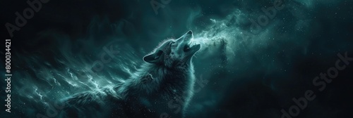 Wolf Howling into the Cosmic Sky photo