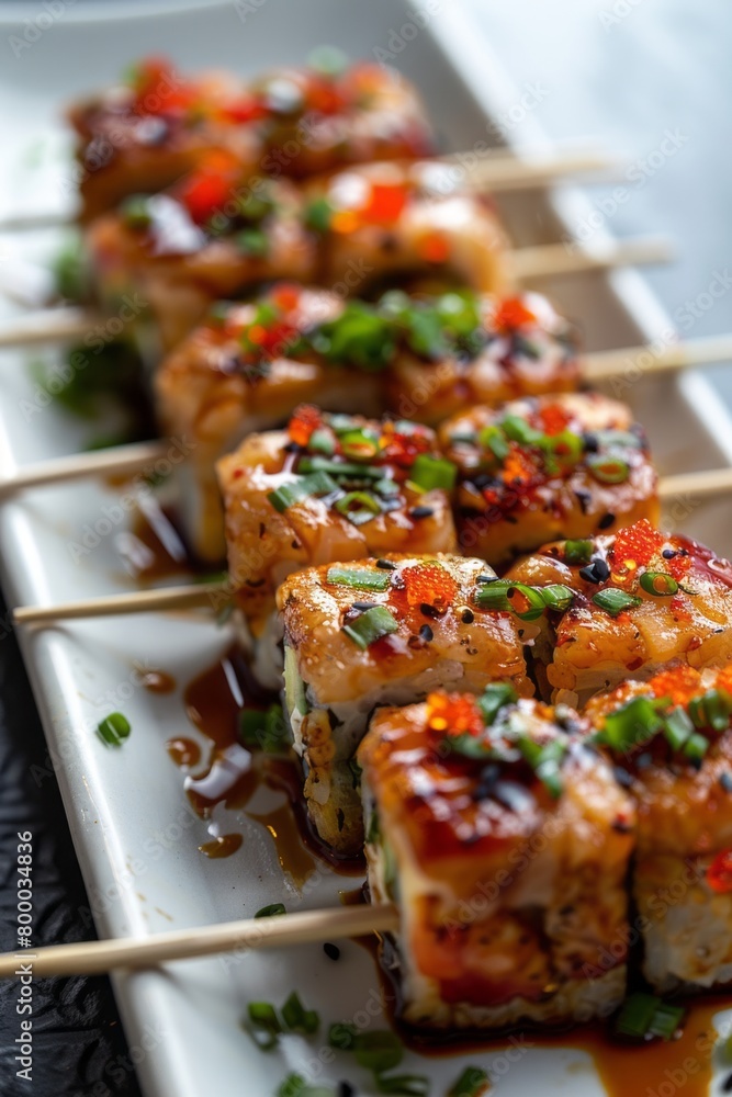Philadelphia roll sushi with salmon, prawn, avocado, cream cheese. Sushi menu. Japanese food. Philadelphia roll sushi with salmon, prawn, avocado, cream cheese. Sushi menu. Japanese food.