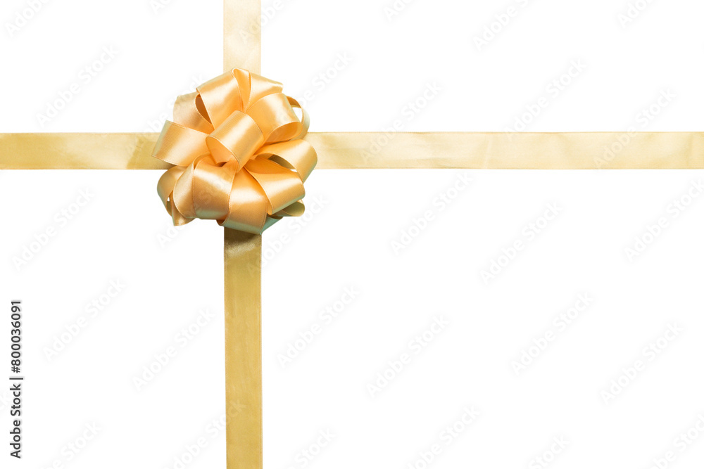 Gold ribbon bow isolated on white background. empty space for design Gold ribbon bow isolated on white background. empty space for design