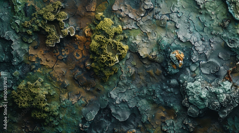 A close up of a rock covered in lichen texture.