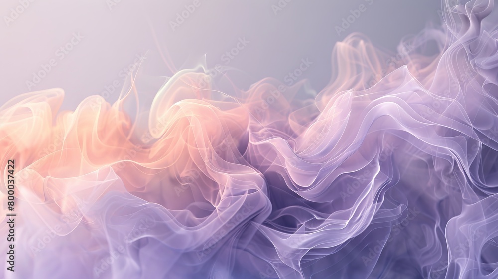 A subtle smoke texture in shades of lavender and soft peach gracefully diffusing across a light gray background