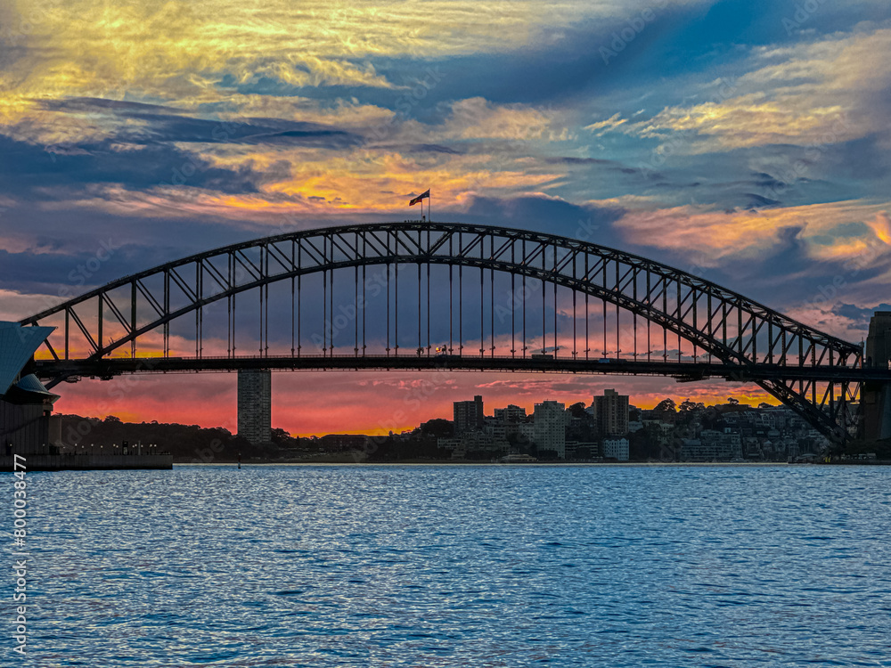Monday 29 April 2024 Beautiful colours of the Sky at sunset over Sydney Harbour Bridge NSW Australia Monday 29 April 2024 Beautiful colours of the Sky at sunset over Sydney Harbour Bridge NSW Australia