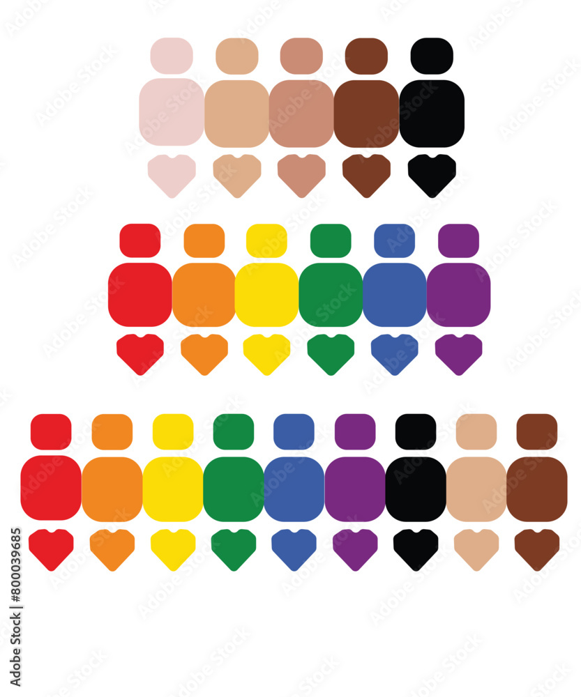People Icons With Rainbow Colors Promoting Equality And Unity