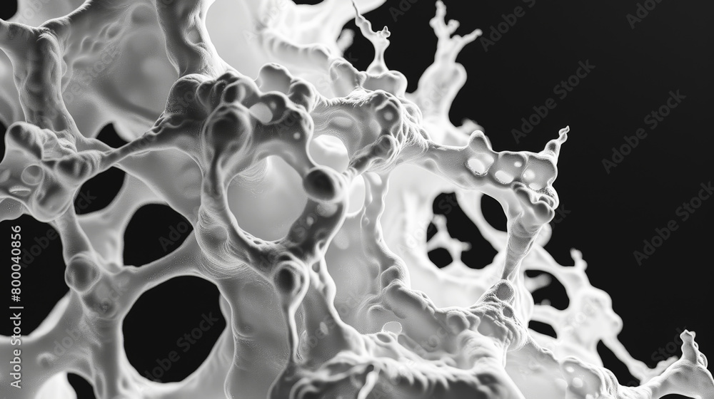3d abstract protein, amino acids or cell structure. Black background. Science and biotechnology concept. Generative AI 3d abstract protein, amino acids or cell structure. Black background. Science and biotechnology concept. Generative AI