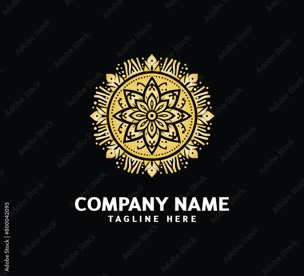 Fototapeta premium Gold Mandala logo design. Abstract beauty Mandala. Floral ornament. Decorative circle ornament style
