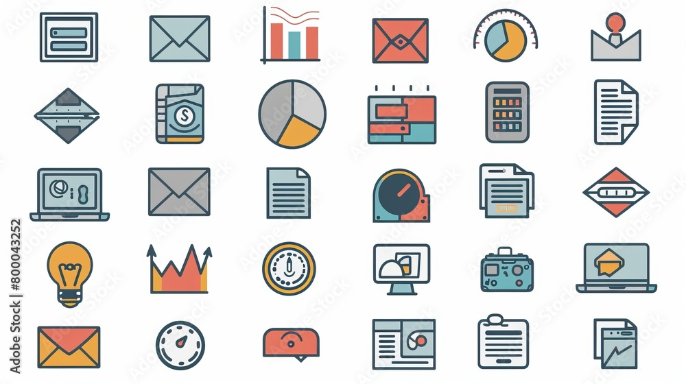 Office supplies icon set Office supplies icon set