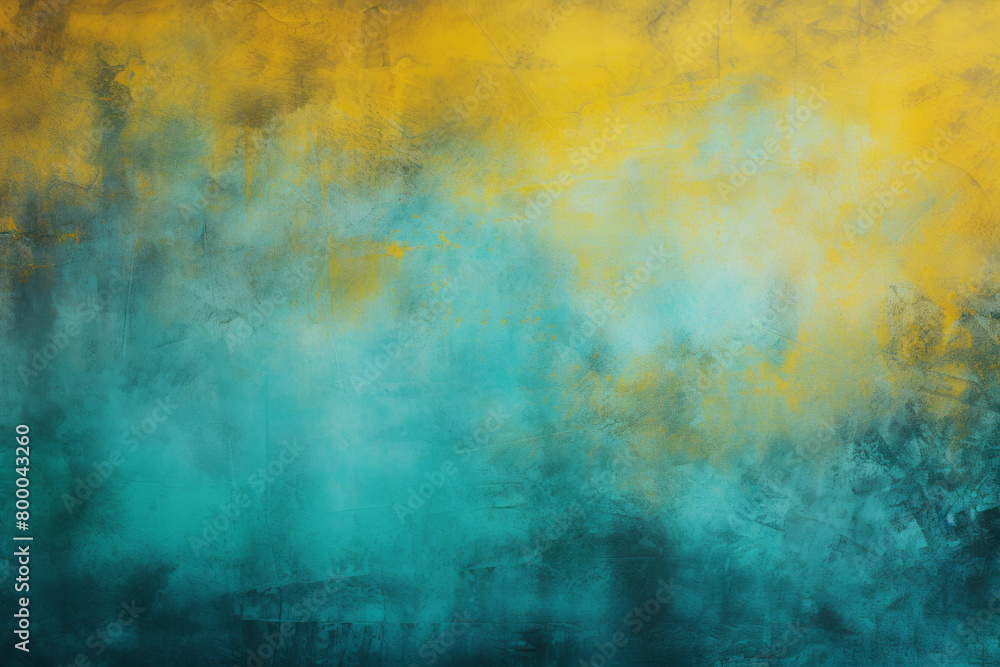 Painted wall texture background teal and yellow color