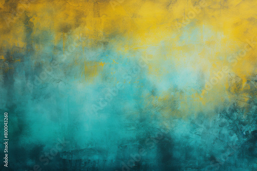 Painted wall texture background teal and yellow color