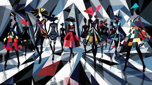 Art painting depicting a crowd of people standing together