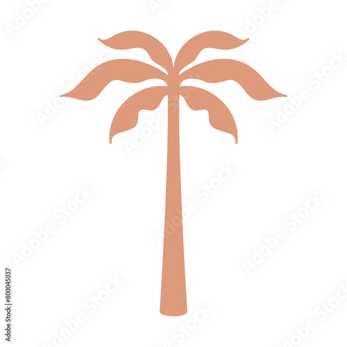 Vector silhouette logo of palm tree. Relaxation in a surf club and the aesthetics of a sunny summer day. Vector illustration in trendy retro naive simple style