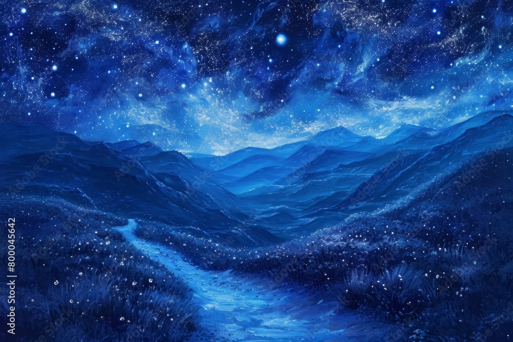 Fototapeta premium Serene Starlit Sapphire Scape