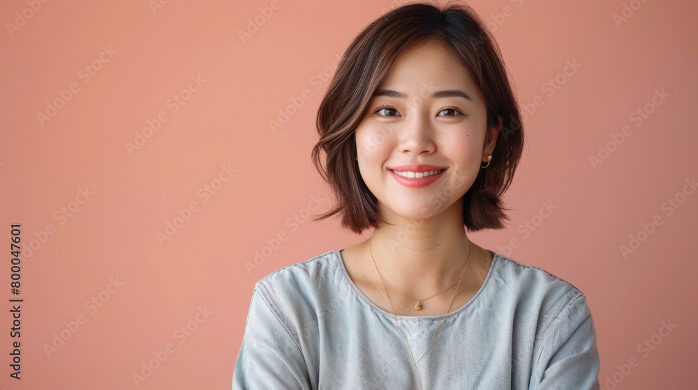 Image of confident asian woman standing over white background Image of confident asian woman standing over white background