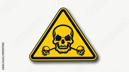 Yellow Triangle with Chemical Danger Sign and Skull Icons