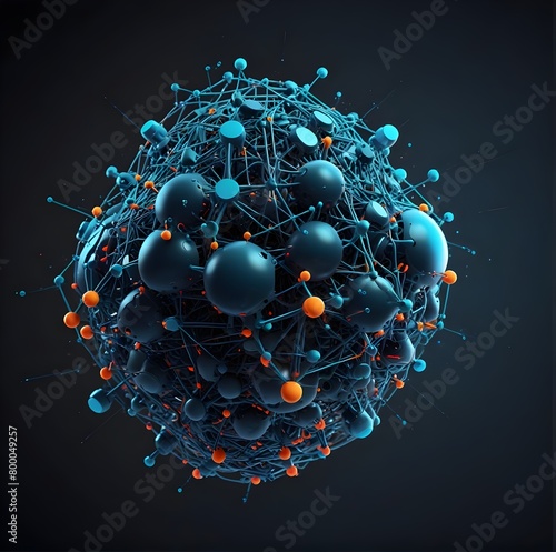 abstract futuristic cloud storage, deep learning data ai technology, robotic, molecule of chemical, atom cell science, hacker online cyber network, system of background illustration 3d rendering, digi photo