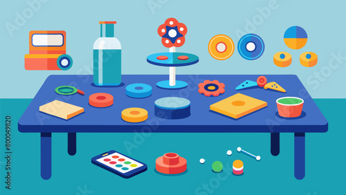 A workshop table with various fidget toys and sensory tools as participants learn about the importance of selfregulation for individuals with. Vector illustration