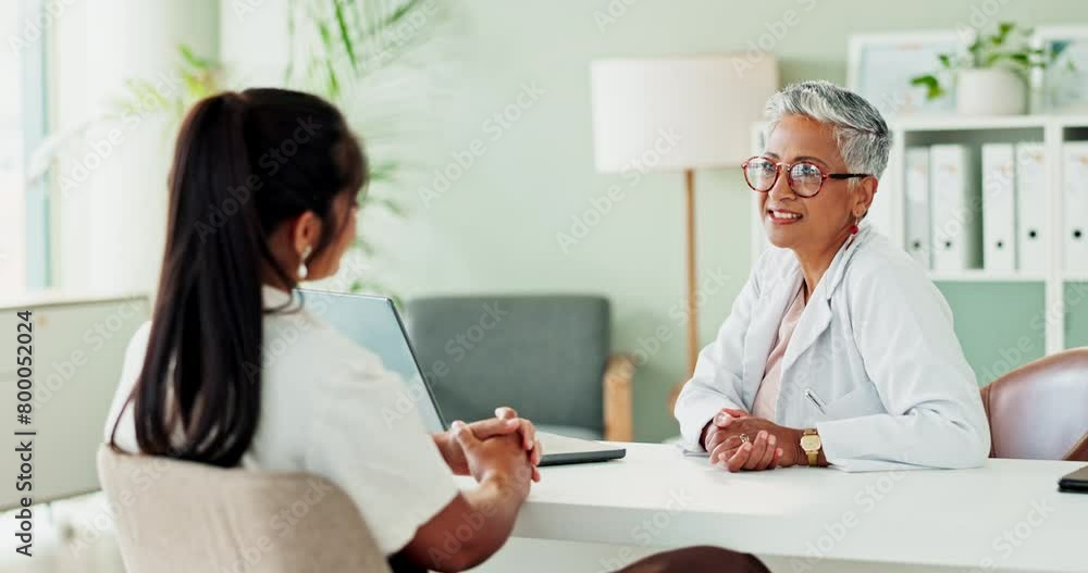 Handshake, introduction and doctor with patient for consultation, healthcare and support with advice for diagnosis. Discussion, help and medical care, women in clinic office for counseling and trust Handshake, introduction and doctor with patient for consultation, healthcare and support with advice for diagnosis. Discussion, help and medical care, women in clinic office for counseling and trust