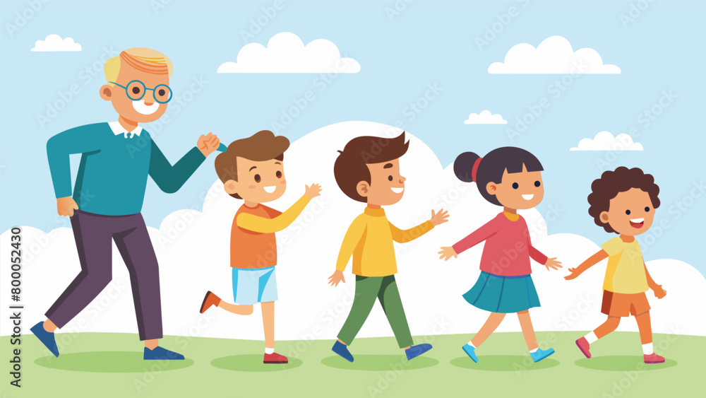 Children eagerly followed along imitating the steps shown by their elders as they learned the significance and history behind each movement.. Vector illustration