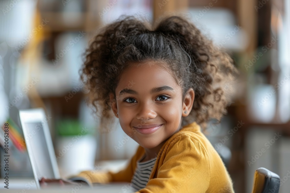 Happy African student absorbed in learning within classroom Happy African student absorbed in learning within classroom