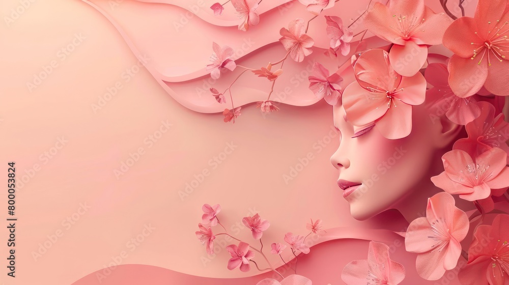 Stylized image featuring an artistic abstract design with a large floral motif, predominantly in pinks and whites. It has a modern, minimalistic feel.
