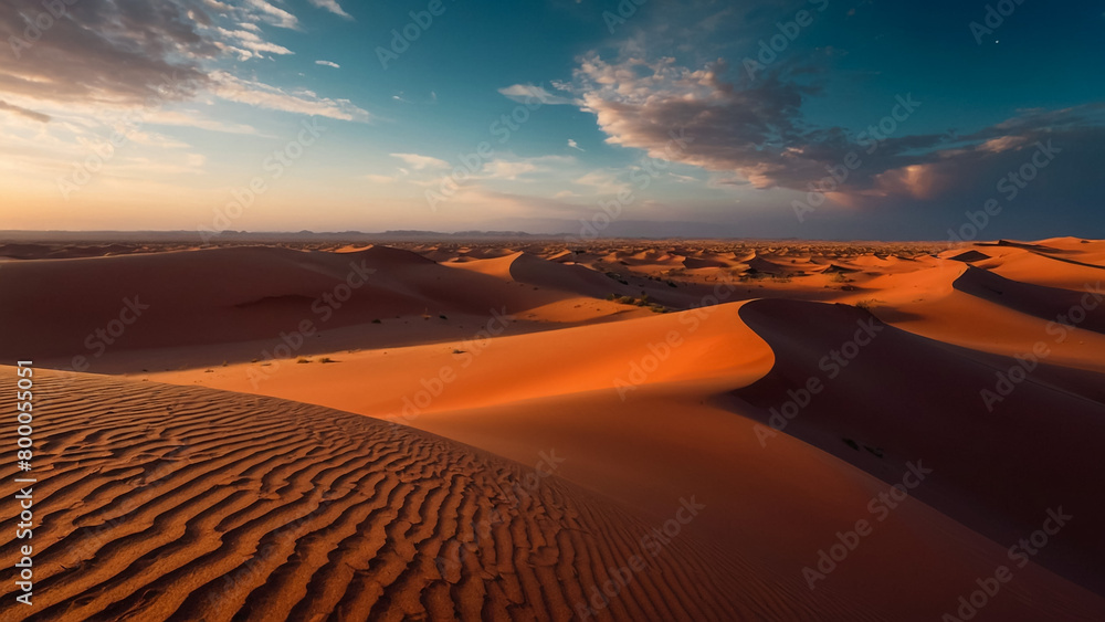 Sunset view to Tin Merzouga dune at Tassili nAjjer national park, Algeria
