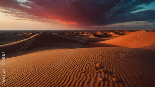 Sunset view to Tin Merzouga dune at Tassili nAjjer national park, Algeria 
