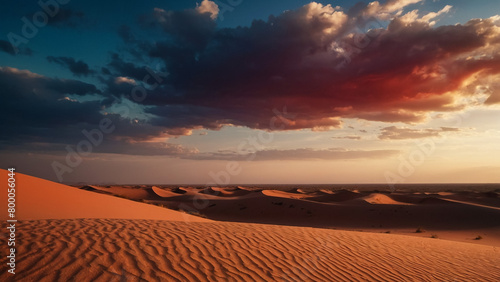 Sunset view to Tin Merzouga dune at Tassili nAjjer national park, Algeria 