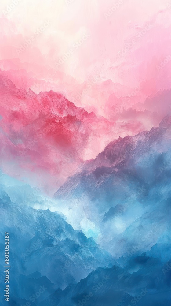 A digital painting that captures the essence of an abstract landscape with a harmonious blend of warm and cool colors, creating a serene and calming mood.