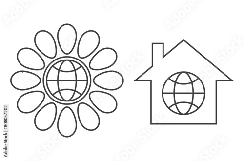 globe in flower and house