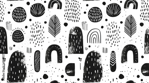 Minimalist Boho Doodle Seamless Digital Paper