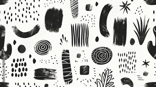 Minimalist Boho Doodle Seamless Digital Paper