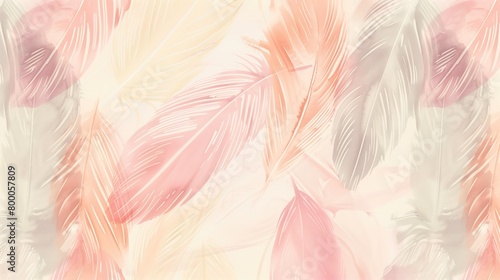 Colorful Feather Pattern on White Background