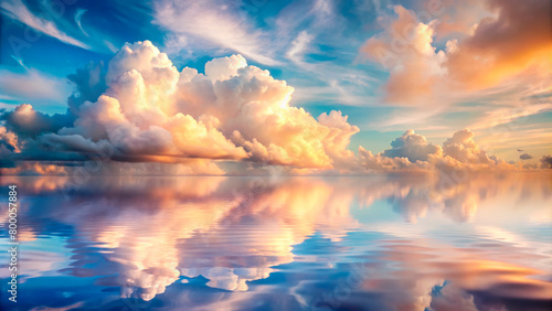 Beautiful water landscape with clouds