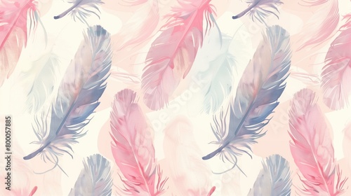 Colorful Feather Pattern on White Background