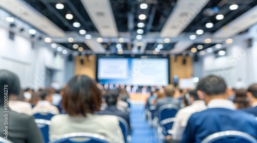 Blurred audience in a conference room setting, focus on learning and networking.