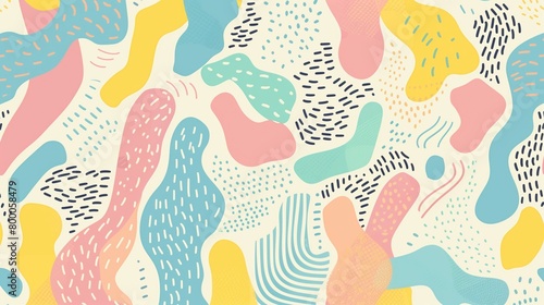 Pastel Freestyle Doodle Pattern Background