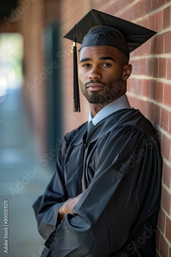 african american male student graduating. ai generated
