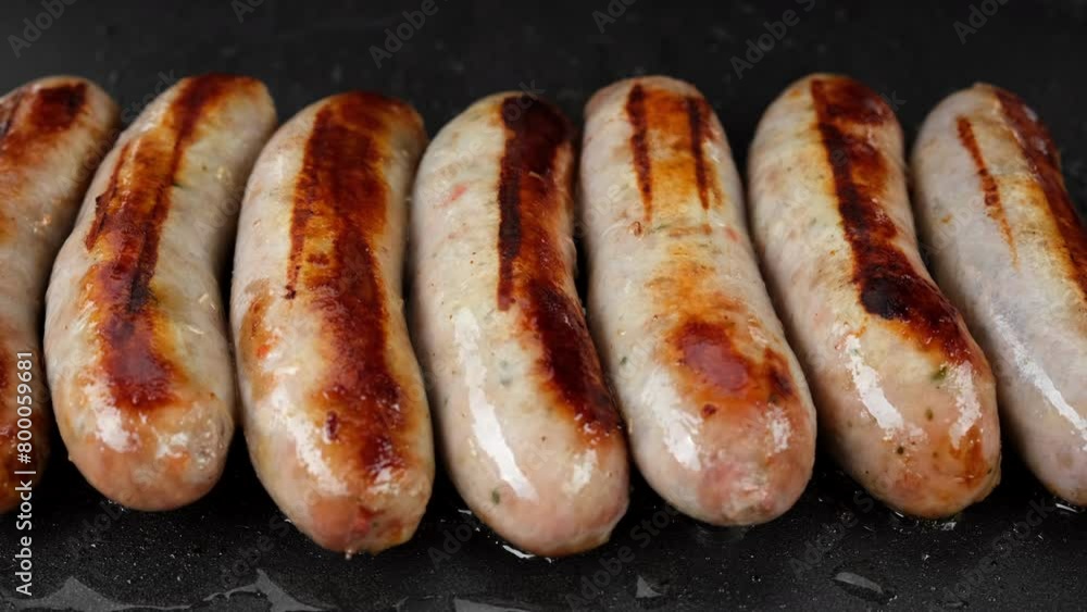 Sausages grilled on an electric grill Sausages grilled on an electric grill