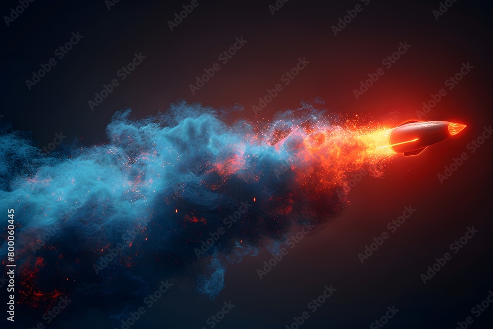 Futuristic Rocket Speeding Through a Stunning Nebula Cloud