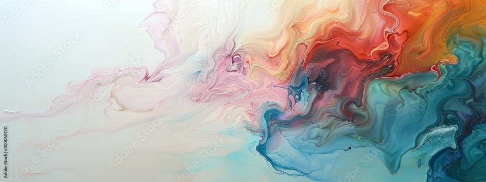 Abstract Painting of Colorful Waves in the Sky